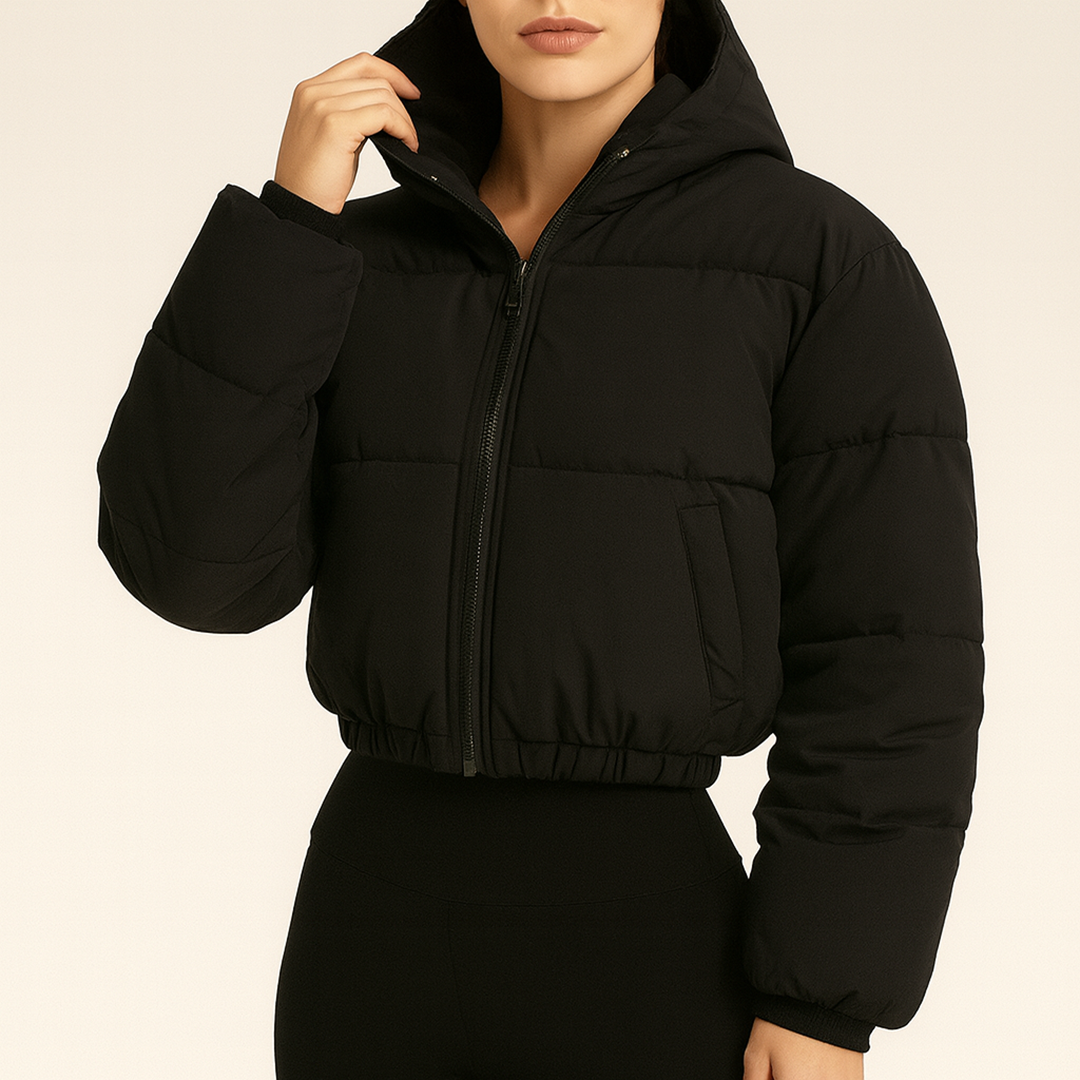 Stylowa Krótka Puchowa Kurtka - Na Zamek