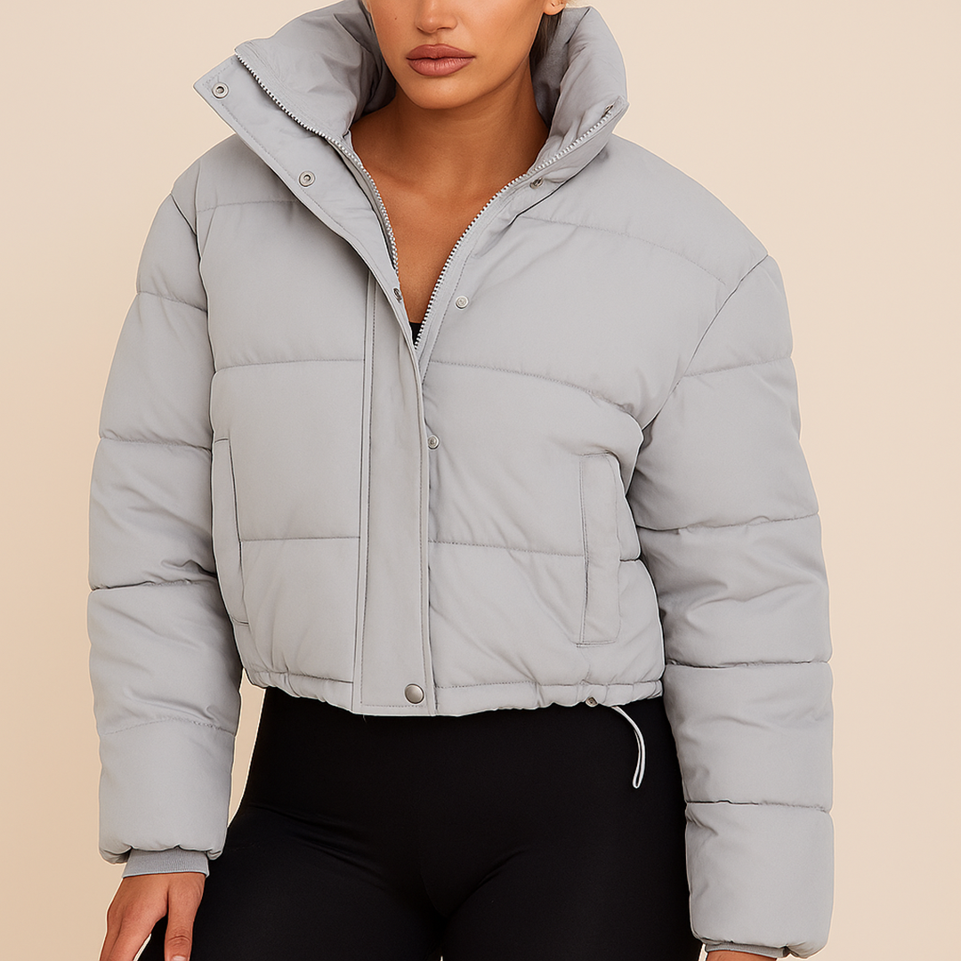 Stylowa Krótka Puchowa Kurtka - Na Zamek