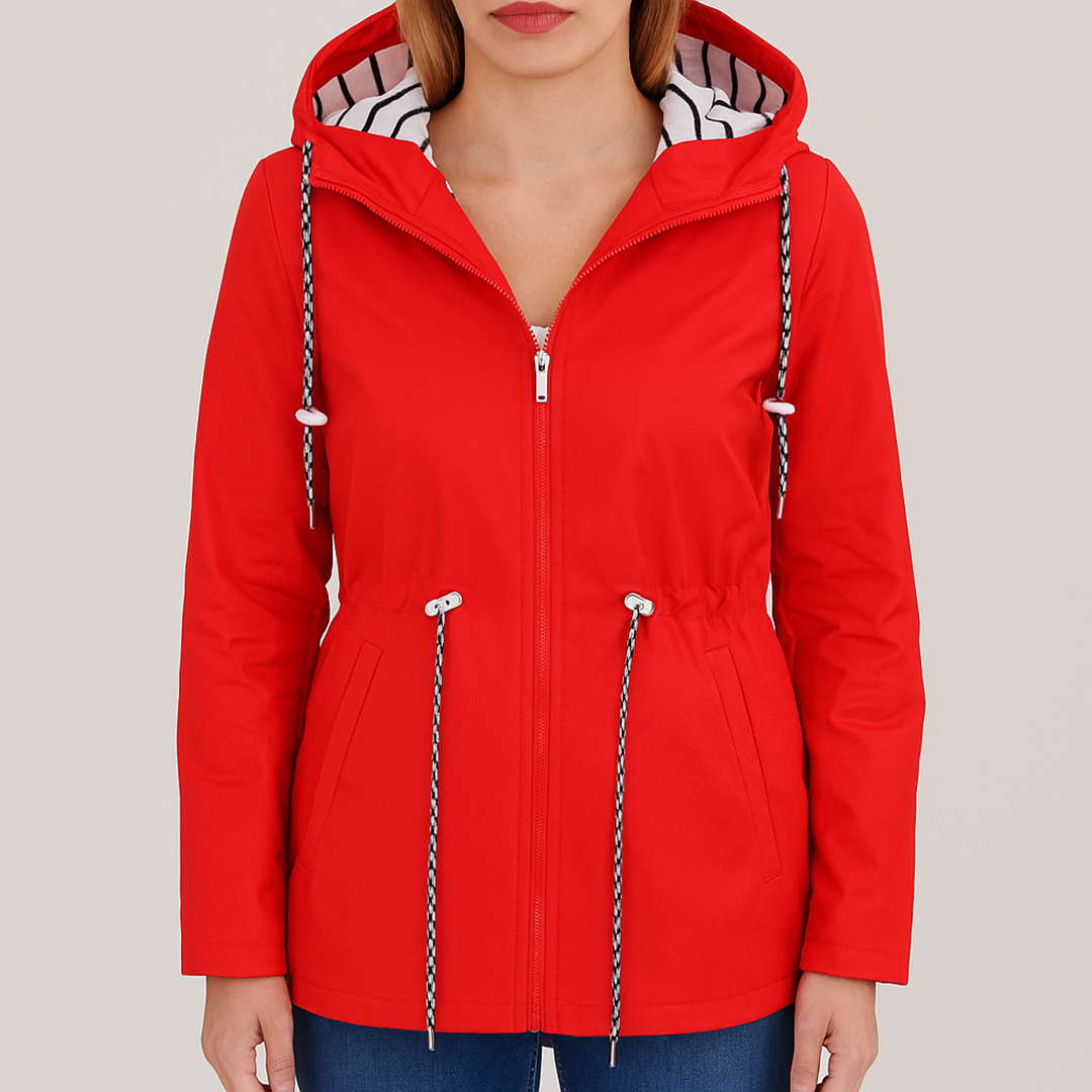 Damska Kurtka Przeciwdeszczowa Z Zamkiem - Długi Rękaw