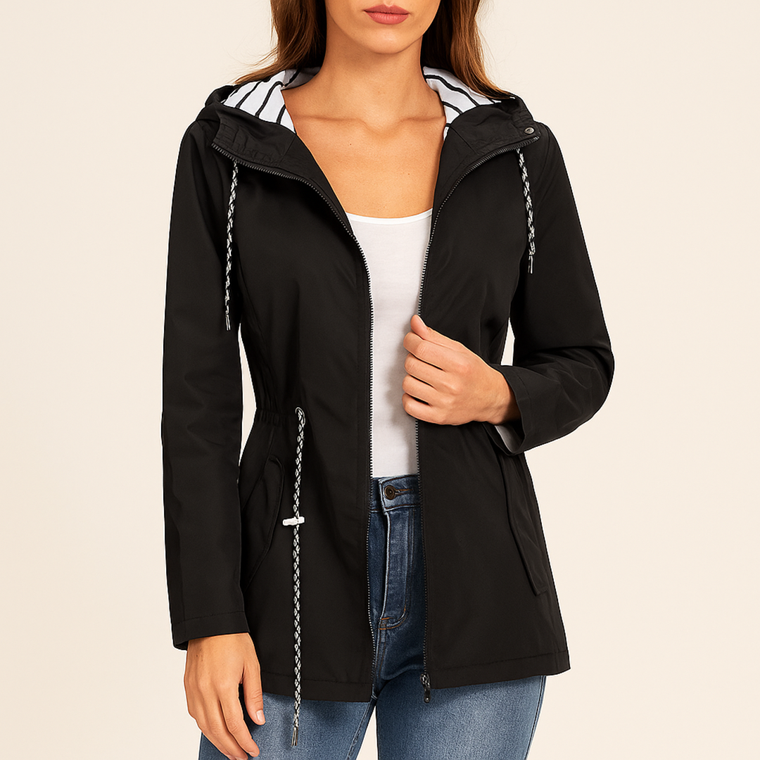 Damska Kurtka Przeciwdeszczowa Z Zamkiem - Długi Rękaw