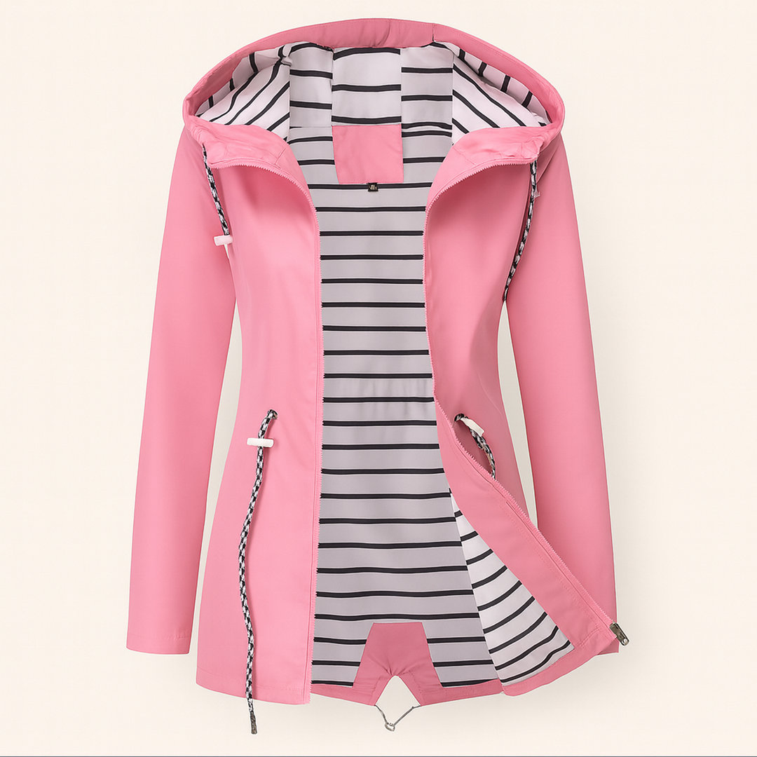 Damska Kurtka Przeciwdeszczowa Z Zamkiem - Długi Rękaw