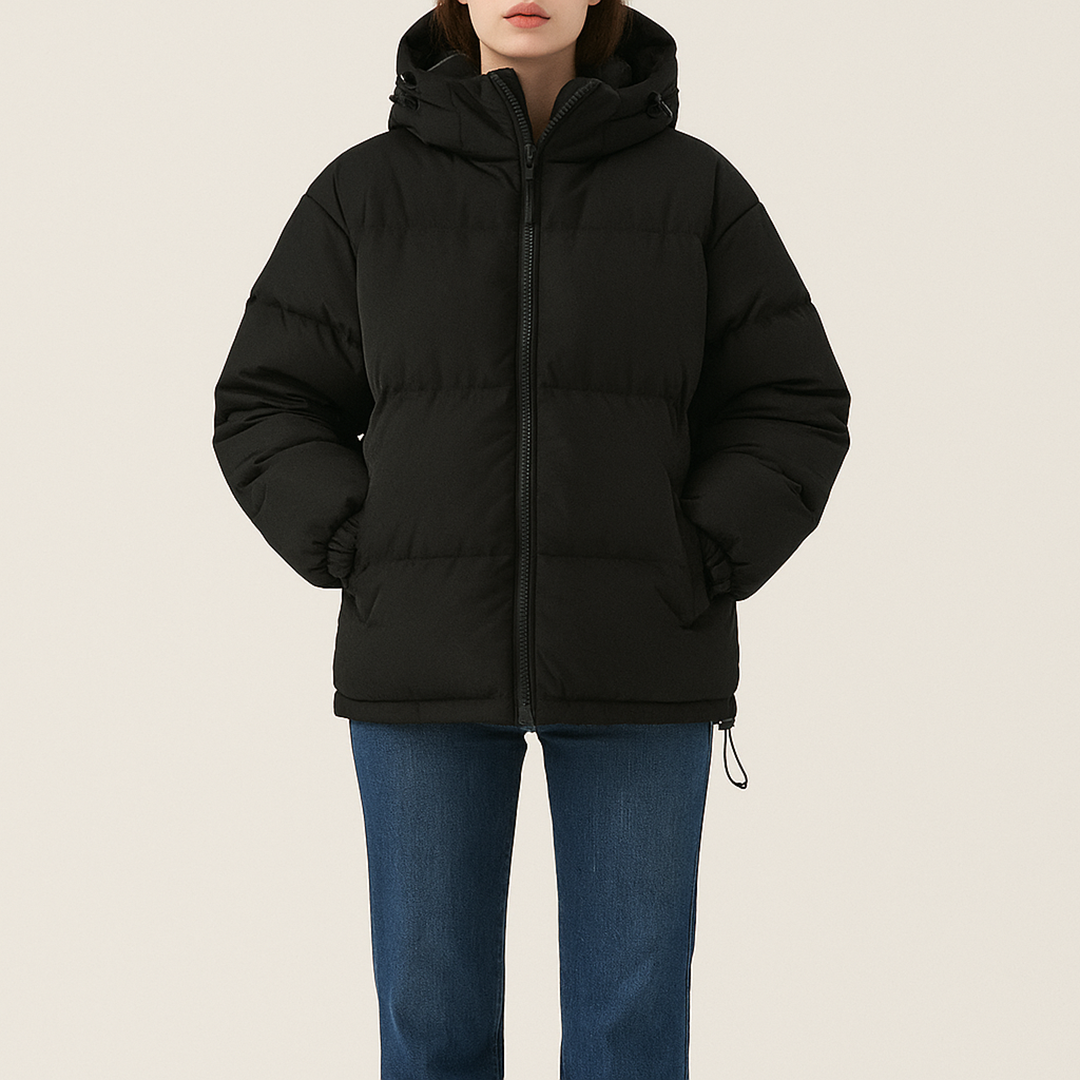 Unisex Zimowa Puchowa Kurtka Na Zamek - Z Kapturem