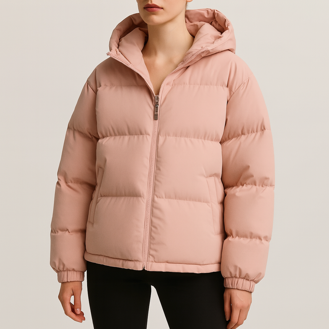 Unisex Zimowa Puchowa Kurtka Na Zamek - Z Kapturem