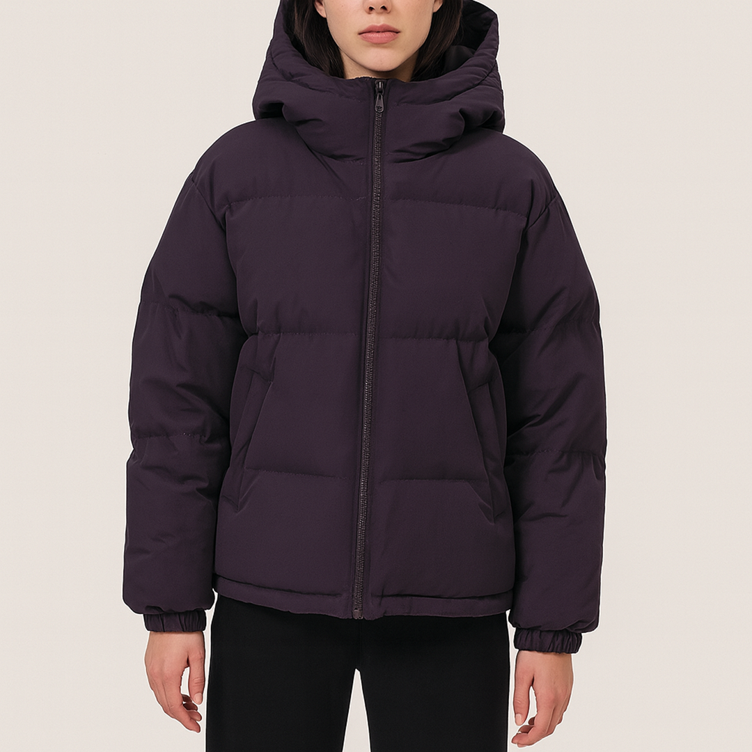 Unisex Zimowa Puchowa Kurtka Na Zamek - Z Kapturem