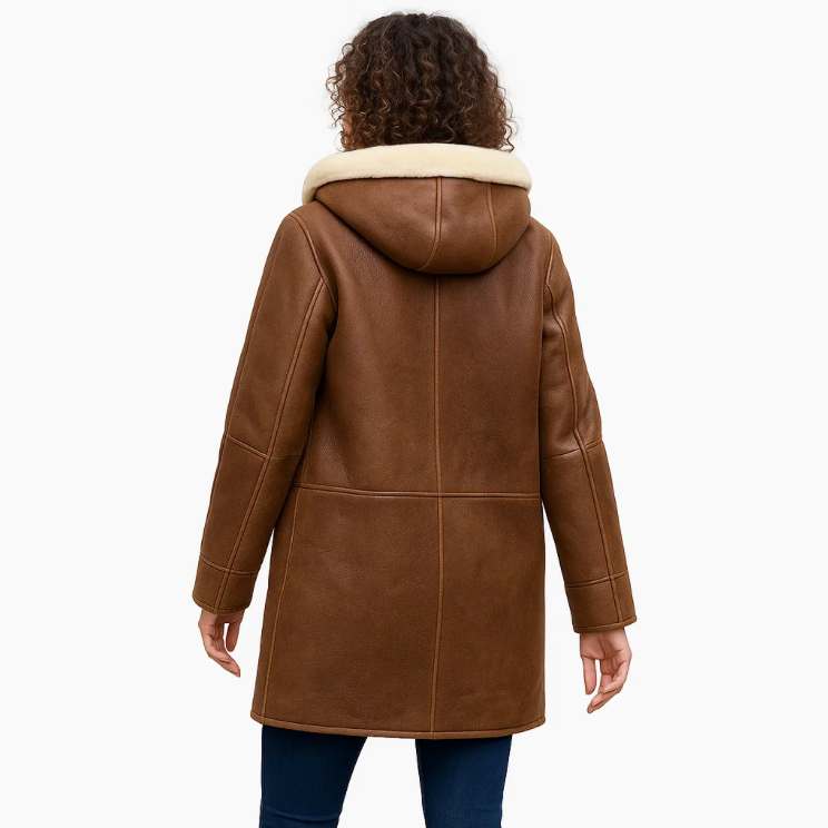 Vinterkappa för kvinnor med huva och syntetiskt foder