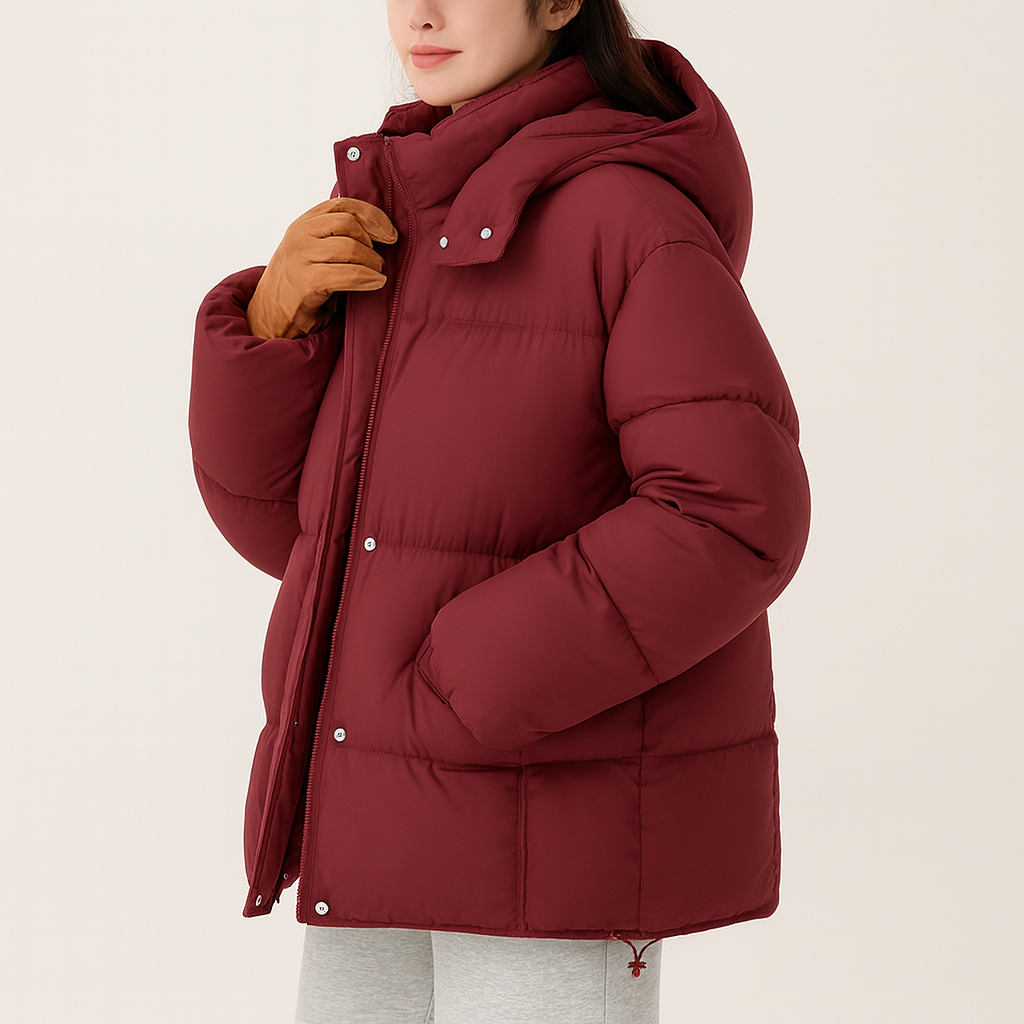 Czarna Puchowa Kurtka Dla Kobiet - Z Kapturem