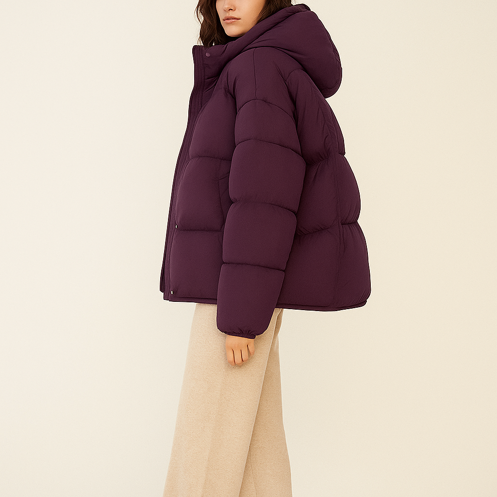 Czarna Puchowa Kurtka Dla Kobiet - Z Kapturem