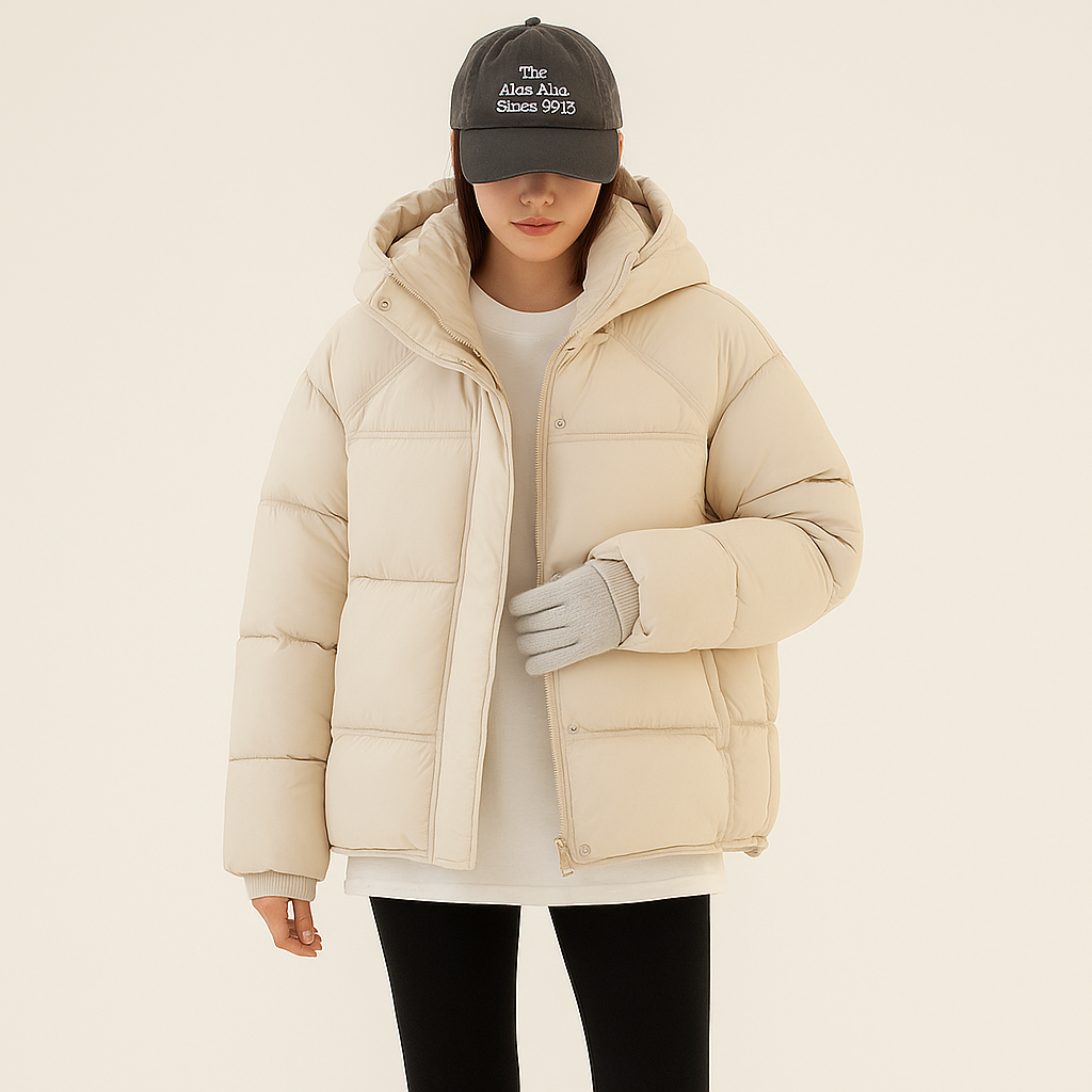 Czarna Puchowa Kurtka Dla Kobiet - Z Kapturem